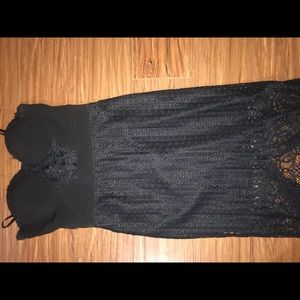 Black strapless lace Bebe dress